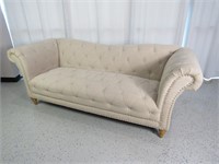 Tuft & Button Designed Light Tan Canvas Couch