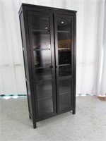 Glass Door, Black Composite Wood Display Cabinet