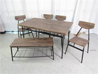 Rustic Vinyl Dining Table w/ (4) Chairs & (1) +