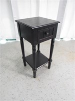 Black Wooden Side Table w/ Storage