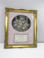 Framed Floral Tapestry w/ Poem