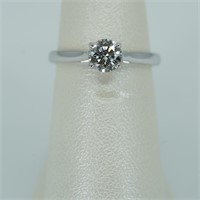 Ladies 14kt white gold diamond solitaire ring
