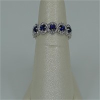 18kt white gold and plus sapphire and diamond band
