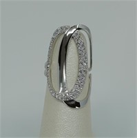 Ladies 18k white gold diamond double oval ring