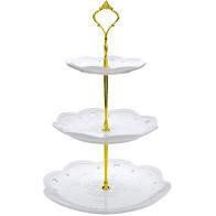 White Round Plate 3 Tiered Serving Stand Tray Cake