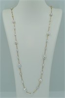 18kt pink gold 35" keshi pearl necklace