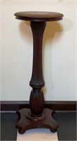 Antique Mahogany Finish Plant Stand Fluted Column