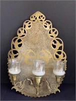 Arabic Islamic Antique Chased Brass Wall Sconce