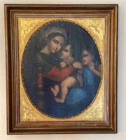 Raphael Copy of Madonna & Child Oil Painting