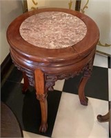 Antique Chinese Table with Pink Marble Top