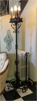 Antique Wrought Iron Three Candle Torchiere