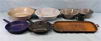 Cast Iron Griddle, 4 Agate Ware & Frying Pans