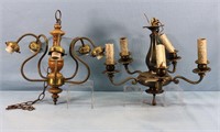 (2) Vintage Brass Chandeliers
