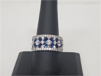 .925 Sterling Silver Sapphire/CZ Band