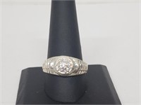.925 Sterling Silver Mens CZ Ring