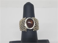 .925 Sterling Silver Amber Ring