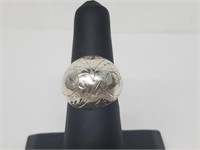 .925 Sterling Silver Etched Ring