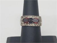 .925 Sterling Silver Garnet Ring