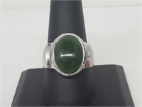 .925 Sterling Silver Green Stone Ring