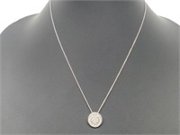 .925 Sterling Silver Circle Pendant & Chain