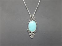 .925 Sterling Silver Turquoise Pendant & Chain