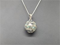 .925 Sterling Silver Abalone Pendant & Chain