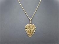 Vermeil/.925 Sterling Silver Heart Pend & Chain