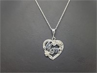 .925 Sterling Silver "Mom" Pendant & Chain