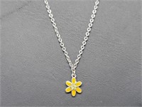 .925 Sterling Silver Yellow Flower Necklace