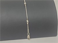 .925 Sterling Silver Beaded Chain Bracelet