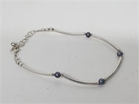 .925 Sterling Silver Pearl Bead Bracelet