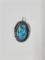 .925 Sterling Silver Turquoise Pendant
