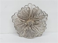 .925 Sterling Silver Large Flower Brooch