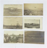 Six circa 1910 to 1925 airplane related postcards