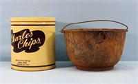 Charles Chips Tin & Cast Iron Boiling Pot