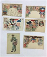 Lot of 6 PCs Postage Stamps & Coin Post Cards