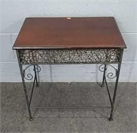 Wood & Wrought Iron Side Table