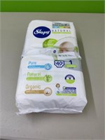 Sleepy Natural Diapers size 1 Newborn. 40pk