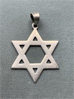 Large Sterling Silver Star Of David Pendant
