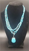 2 X Bid Sterling Turquoise Necklaces Sterling