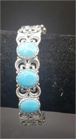 Cr Turquoise Sterling Silver .925 Bracelet 24.4g