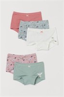 H&M GIRLS BOXERS 5 PACK 4-6 YEARS
