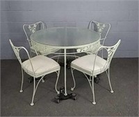 1960's Heavy Wrought Iron Table & 4 Chairs
