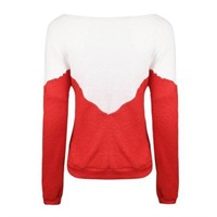 Women Knitted Sweater Contrast Colo- M
