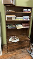 Pine book case w/bottom storage & adjustable