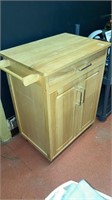 Wooden microwave stand w/towel rack & storage