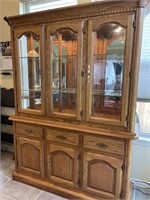 American Made Solid Wood Lighted China Hutch