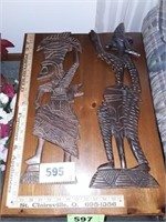 PAIR OF AFRICAN THEMED WOOD WALL DECOR PCS.