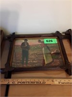 WOOD FRAMED FARM COUPLE PRAYING  PRINT