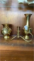 India brass candleholder and vases